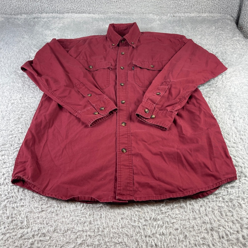 Lakin & Mckey Trading Co Work Shirt Long Sleeve Button Up Burgundy Men's M